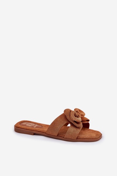 Flat Women's Sliders With Bow Camel Tobin 2