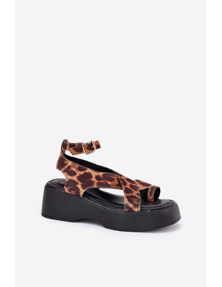 Women's Platform And Wedge Sandals In Leopard Print Brown Tenzorus