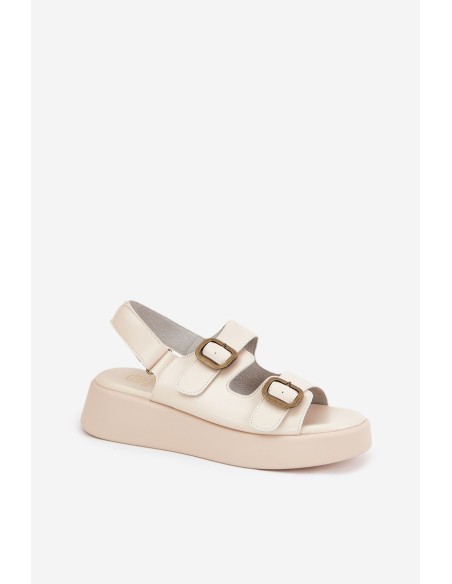 Women's Platform And Wedge Sandals With Buckles Beige Genorre