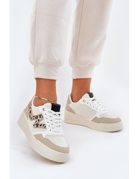 Moteriški sportiniai batai ant platformos Leopard Beige Loorori