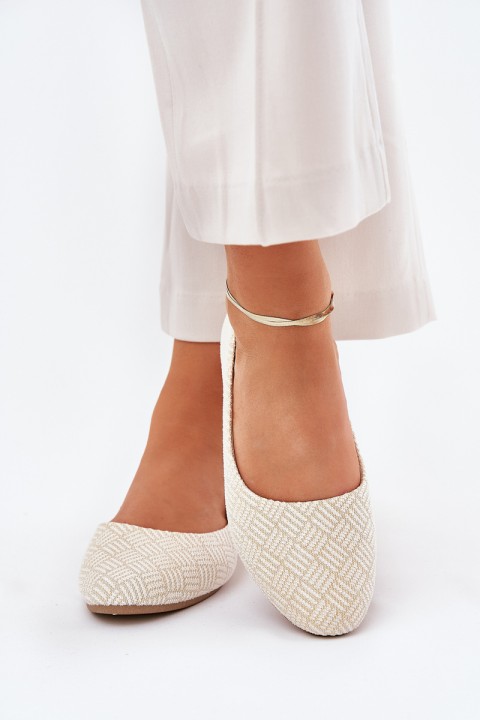 Ladies Flat Ballerinas With Glitter Gold Tatorelis