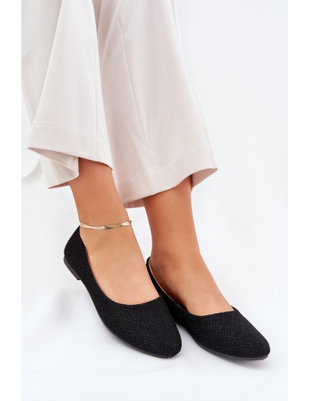 Women's Flat Ballet Shoes With Glitter Black Tatorelis