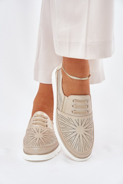 Women's Slip-On Perforated Shoes Gold Azethia