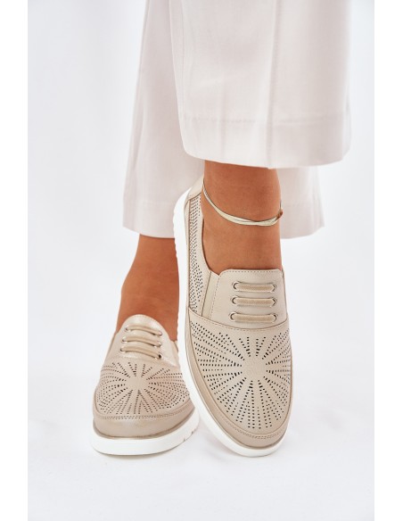 Women's Slip-On Perforated Shoes Gold Azethia