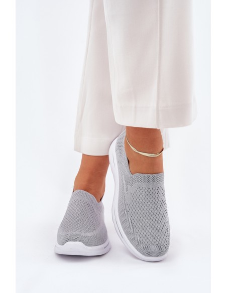 Women's Fabric Slip-On Sneakers Gray Adiora