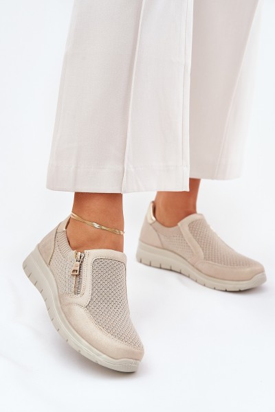 Women's Platform Slip-Ons With Zipper Gold Leanae