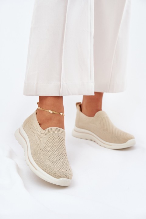 Women Fabric Slip-On Sneakers Beige Adiora