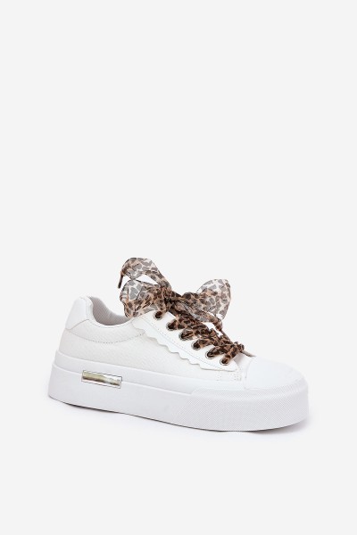 Women's sneakers on a chunky platform with decorative lacing white Zidora 2