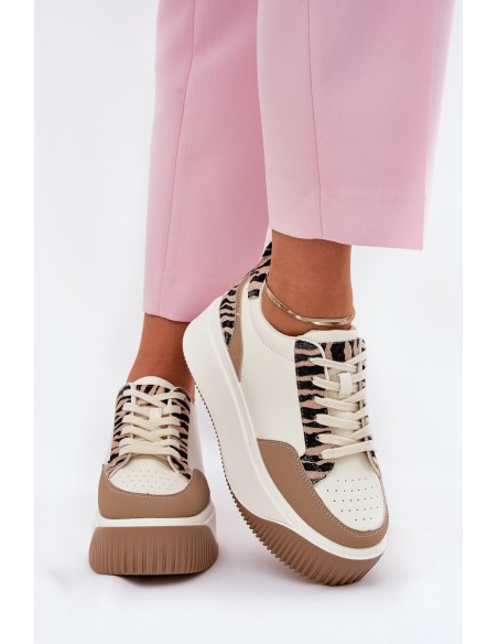 Moteriški sportbačiai ant Massive Platform Zebra Beige Tamorniel