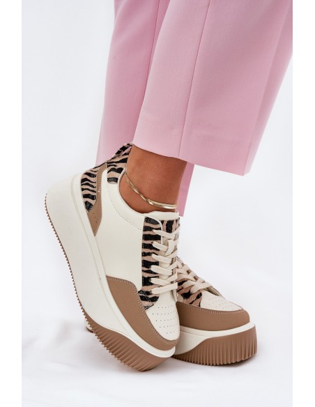 Moteriški sportbačiai ant Massive Platform Zebra Beige Tamorniel