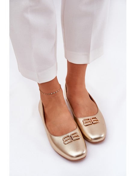 Elegant Ladies Ballerinas With Decoration Vinceza 62206 Gold