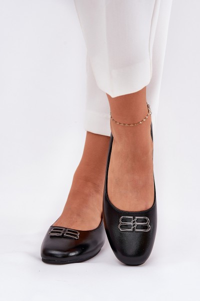 Elegant Women's Ballerinas With Decoration Vinceza 62206 Black