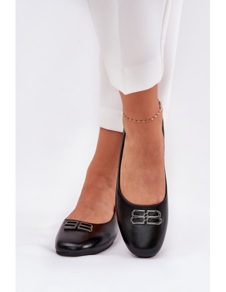 Elegant Women's Ballerinas With Decoration Vinceza 62206 Black