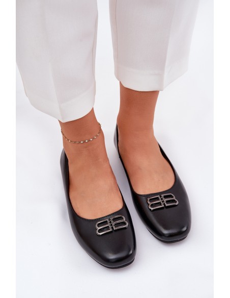 Elegant Women's Ballerinas With Decoration Vinceza 62206 Black