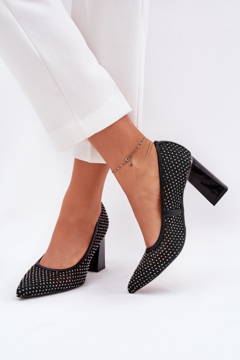 Embellished Mesh Pumps On A Heel Black Vinceza 62211