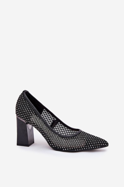 Embellished Mesh Pumps On A Heel Black Vinceza 62211 2