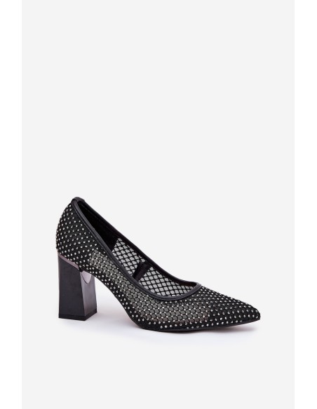 Embellished Mesh Pumps On A Heel Black Vinceza 62211