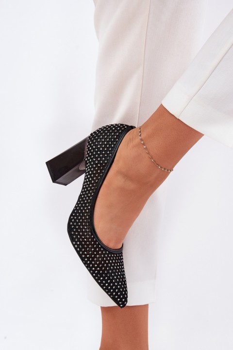 Embellished Mesh Pumps On A Heel Black Vinceza 62211