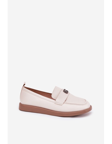 Moteriški elegantiški mokasinai su dekoratyvine smulkmena Vinceza smėlio spalvos