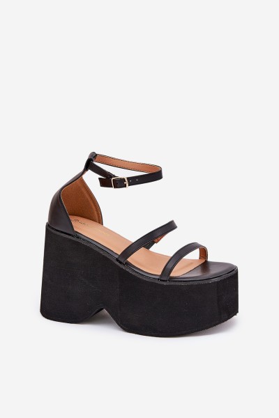 Women's Sandals On Massive Platform And Wedge Black Etette 2