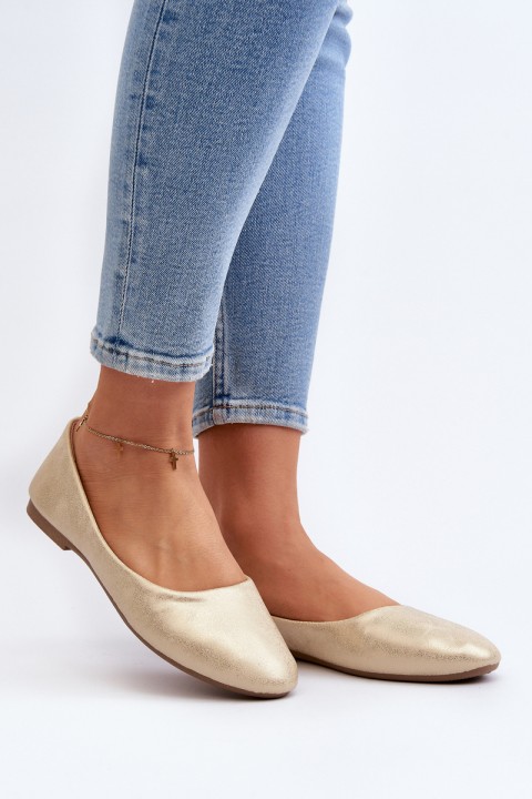 Classic Leather Gold Ballerina Flats Stacee