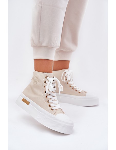 High Women's Sneakers On Platform Beige Laviriona