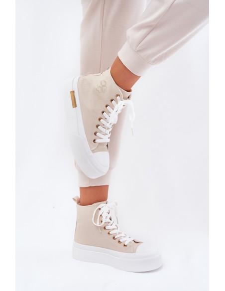 High Women's Sneakers On Platform Beige Laviriona