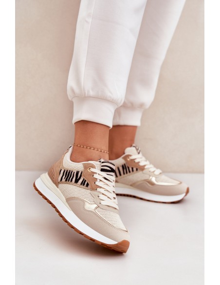 Moteriški sportiniai bateliai ant platformos Zebra Beige Davinara