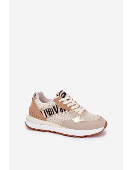 Women's Sports Shoes On Platform Zebra Beige Davinara