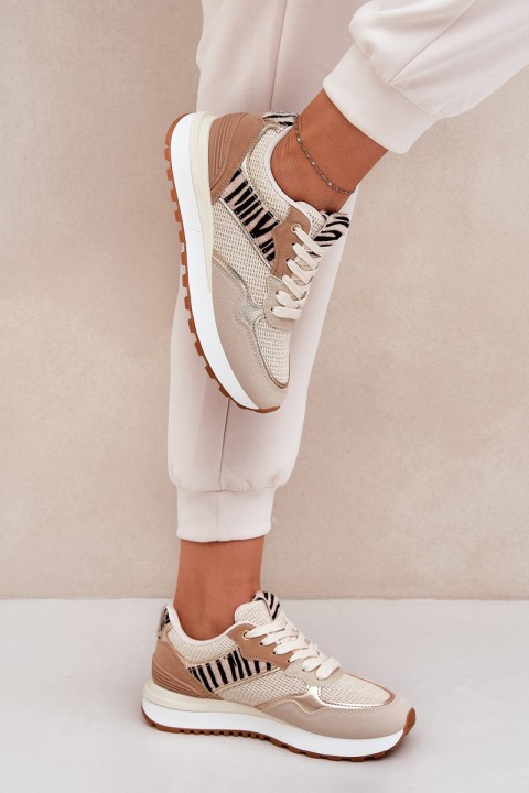 Moteriški sportiniai bateliai ant platformos Zebra Beige Davinara