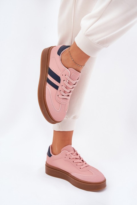 Women's Platform Sneakers Made Of Eco Leather Pink Ediriella