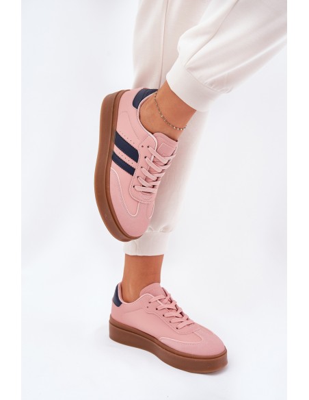 Women's Platform Sneakers Made Of Eco Leather Pink Ediriella