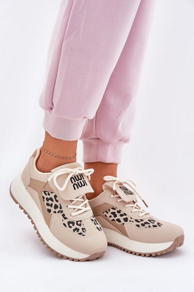 Sportiniai bateliai Moteriški sportiniai bateliai Leopard Beige Pumbes