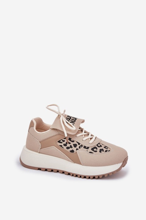 Sports Shoes Sneakers Womens Platform Leopard Beige Pumbes