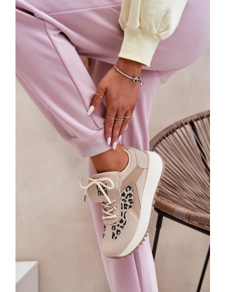 Sports Shoes Sneakers Womens Platform Leopard Beige Pumbes
