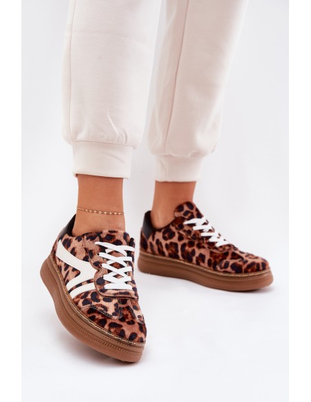 Womens Platform Sneakers Leopard Brown Totter
