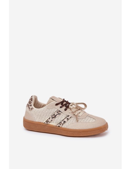 Moteriški sportbačiai su dvigubu suvarstymu Leopard Beige Ollabes