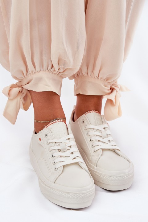 Ladies Sneakers Made Of Eco Leather Big Star RR274A297 Light Beige