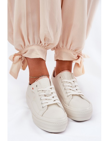 Ladies Sneakers Made Of Eco Leather Big Star RR274A297 Light Beige