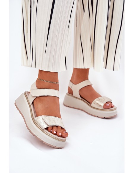 Women's Wedge and Platform Sandals with Decorations S.Barski HY056 Beige