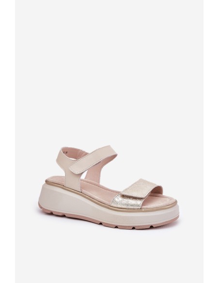 Women's Wedge and Platform Sandals with Decorations S.Barski HY056 Beige