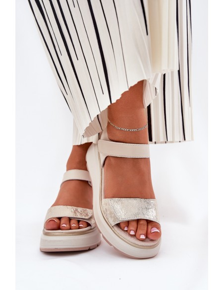 Women's Wedge and Platform Sandals with Decorations S.Barski HY056 Beige