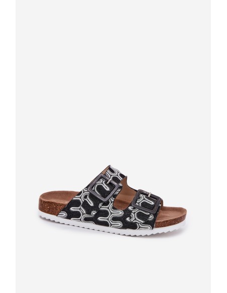 Women's Slippers With Buckles And Glitter Black S.Barski RB51-006