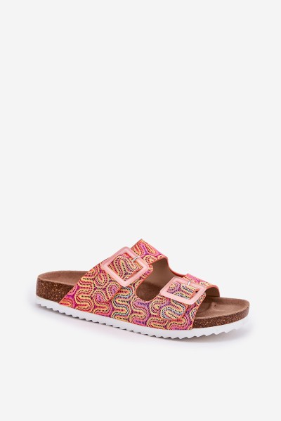 Moteriškos šlepetės su sagtimis ir oranžinės spalvos blizgučiais 2