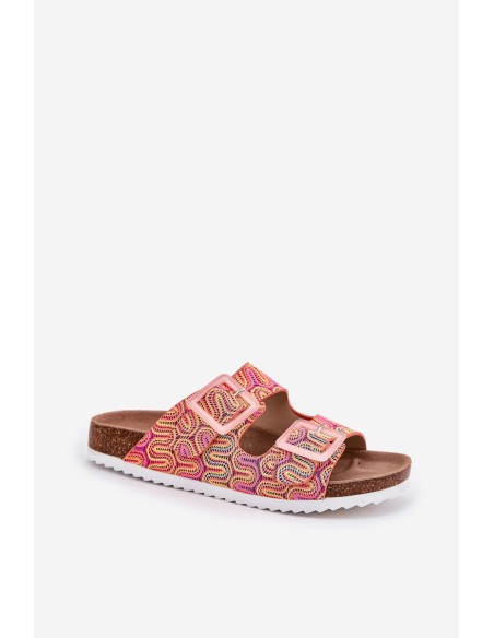 Ladies Slippers With Buckles And Glitter Orange S.Barski RB51-006