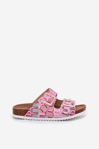Women's Slippers With Buckles And Glitter Pink S.Barski RB51-006 2