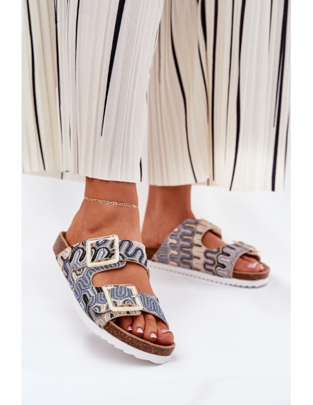 Women's Sandals With Buckles And Glitter Beige S.Barski RB51-006