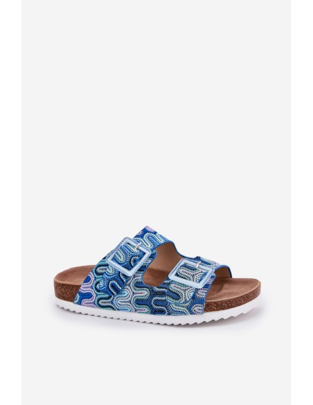 Women's Slippers With Buckles And Glitter S.Barski RB51-006 Blue