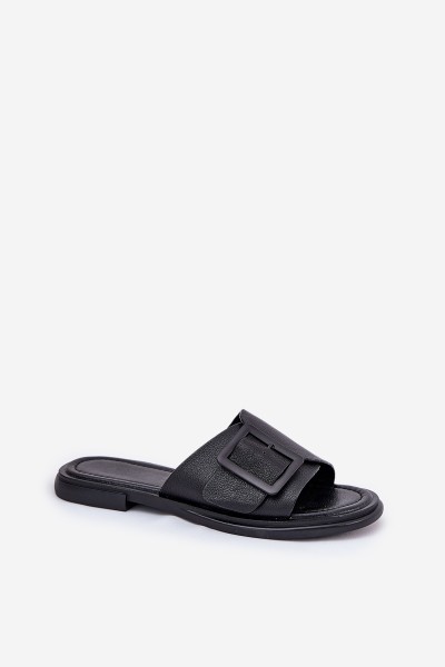 Ladies leather sandals with buckle D&A SJ2302-01 Black 2