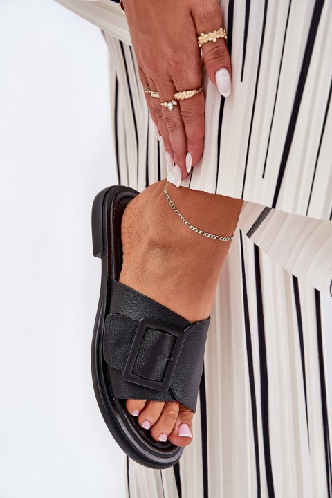 Moteriški odiniai sandalai su sagtimi D&A Juodi